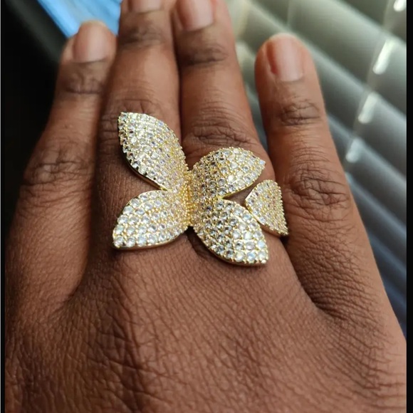 Beautiful Moissanite Gold Butterfly Ring - Adjustable - Picture 9 of 15